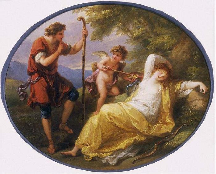 Angelica Kauffmann A Sleeping Nymph Watched by a Shepherd Sweden oil painting art